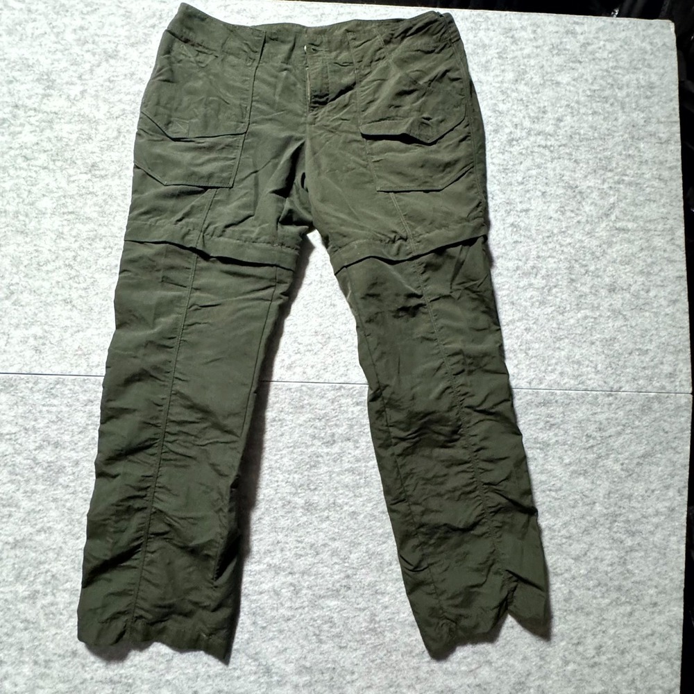 Eddie Bauer Womens Green Zip Off Convertible Hiking Cargo Pants Size 10 Straight